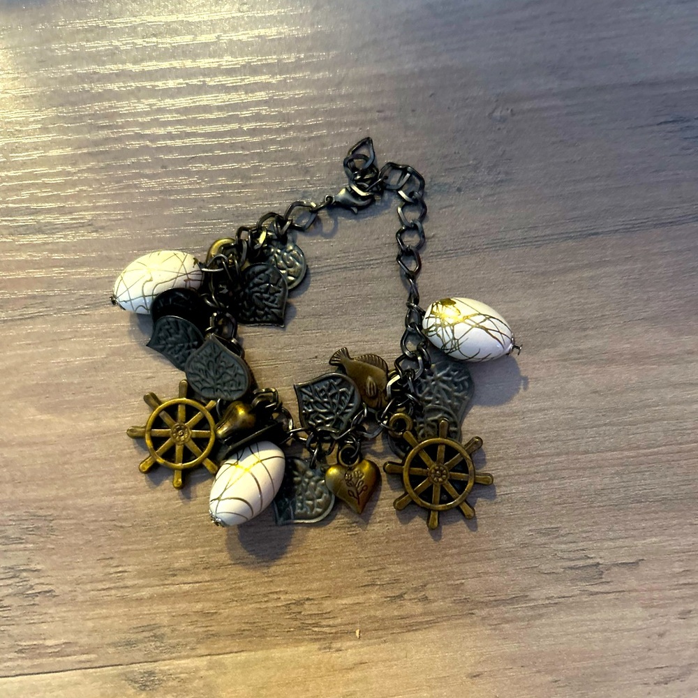 Nautical Charm Bracelet in White and Gold